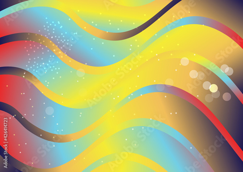 Abstract Wavy Red Yellow and Blue Gradient Background Vector Art