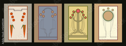 Glasgow Style Art Nouveau Frames, Backgrounds for Retro Posters, Covers 