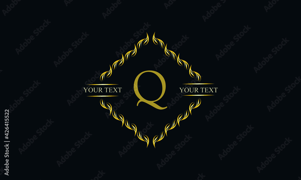 Fototapeta premium Modern emblem, monogram with the letter Q. Icon, company brand. Logo design for business, beauty industry, cosmetics, salon, boutique, company, corporation.