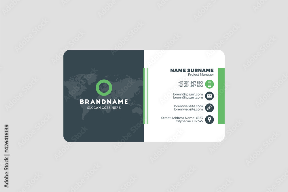 Corporate Business Card Print Template. Personal Visiting Card with Company Logo. Vector Illustration Corporate Business Card Print Template. Personal Visiting Card with Company Logo. Vector Illustration