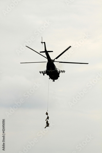 Special forces helicopter in action