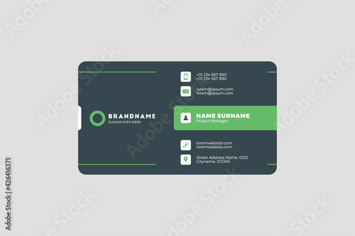 Corporate Business Card Print Template. Personal Visiting Card with Company Logo. Vector Illustration