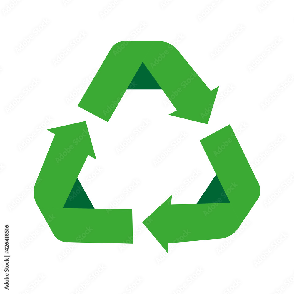 Recycling icon, reuse symbol, garbage reduction and recycling increase. Redesigned with green colors, useful for infographics and labels. Isolated on white background. Vector Recycling icon, reuse symbol, garbage reduction and recycling increase. Redesigned with green colors, useful for infographics and labels. Isolated on white background. Vector