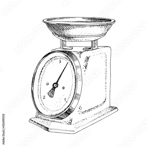 Retro style monochrome kitchen scales