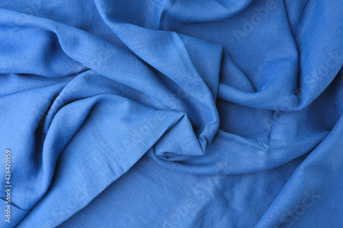 The color blue cotton fabrics textured is rippled wave pattern.