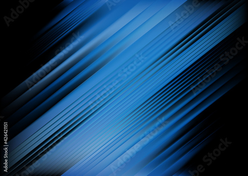 Shiny Black and Blue Straight Lines Background Graphic