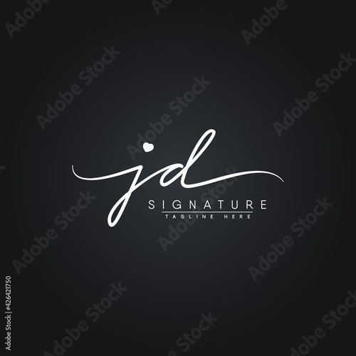 Initial Letter JD Logo - Handwritten Signature Logo photo