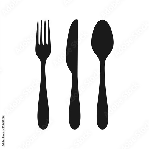 Spoon with fork and knife icon design isolated on white background