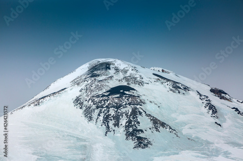 Snowy mountain peaks. North Caucasus, Kabardino-Balkaria, Elbrus, Russia.