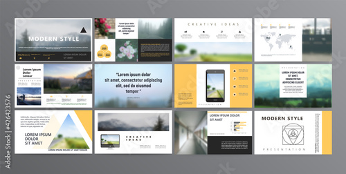Original Presentation templates or corporate booklet.  Easy Use in creative flyer and style info banner, trendy strategy mockups.  Simple modern Slideshow or Startup. ppt. 