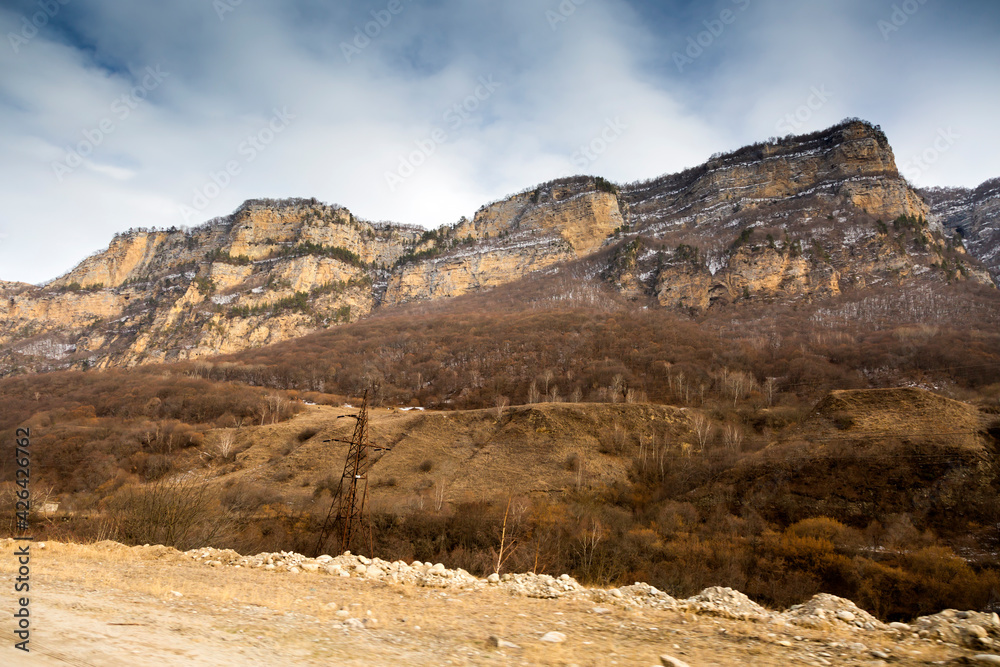 Sheer cliffs in the North Caucasus, Kabardino-Balkaria, Russia.