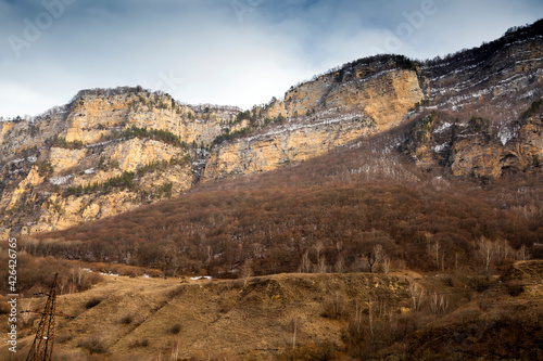 Sheer cliffs in the North Caucasus, Kabardino-Balkaria, Russia.