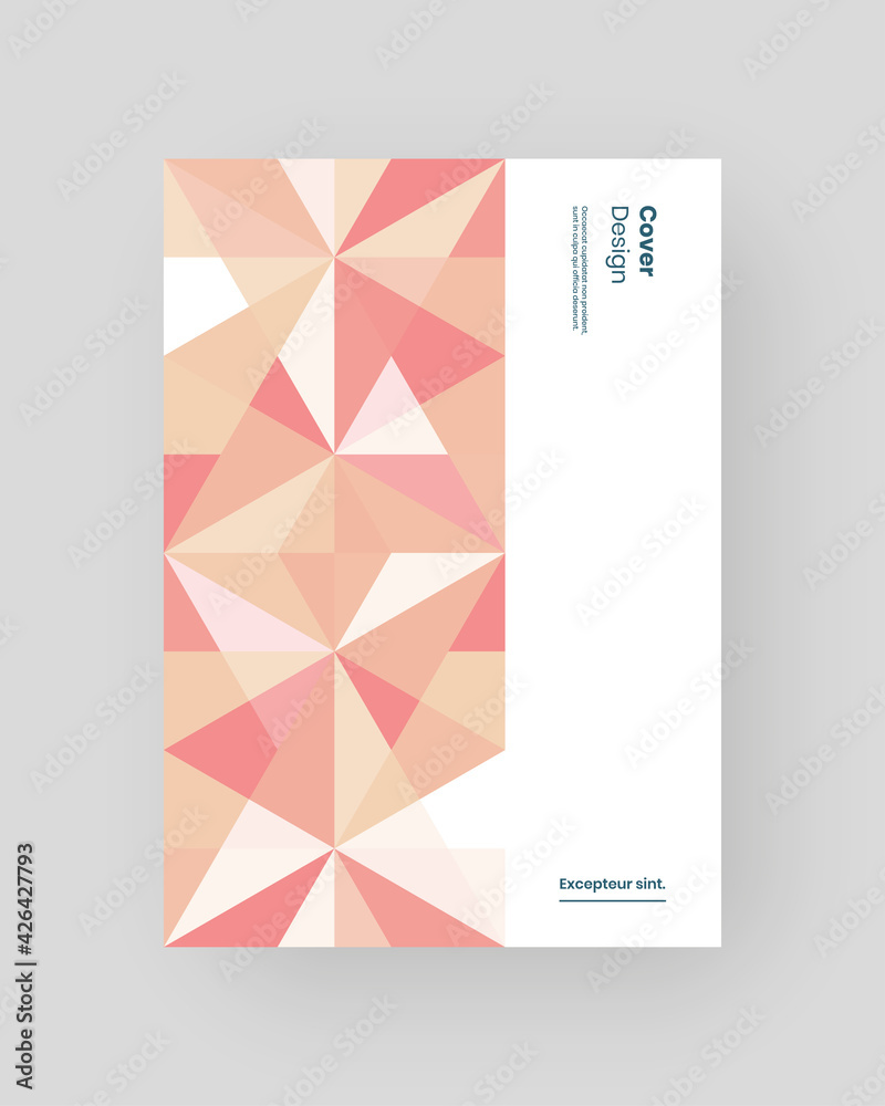 Fototapeta premium Abstract Placard, Poster, Flyer, Banner Design. Colorful geometric illustration on vertical A4 format. Flat shapes ornament. Decorative backdrop. Eps10