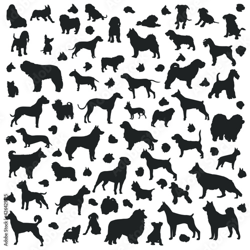 Dogs Silhouette Animals Clip Art Illustration. Doggy Breeds Vector Design Icon  Animals.