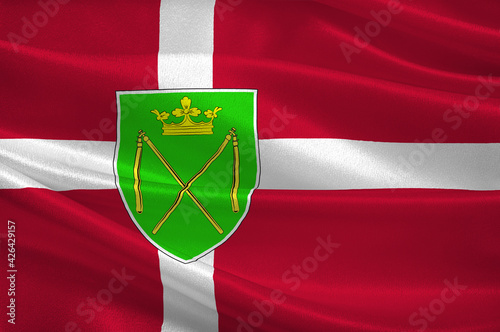 Flag of Bronderslev in North Jutland Region of Denmark photo