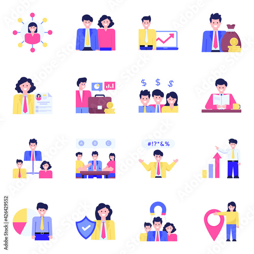 
Pack of Business and Finance Flat Characters 

