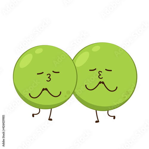 Peas character design. Peas on white background.
