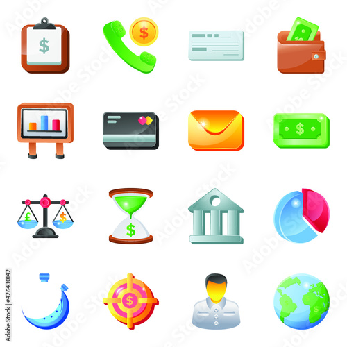 
Flat Icons of Banking and Management 

