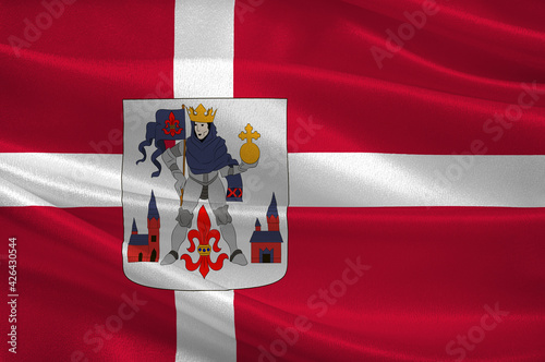 Flag of Odense is a municipality in Denmark photo