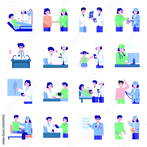 
Medical and Hospital Flat Concept Icons Pack

