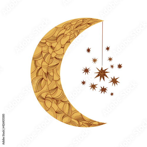 Moon Surface, Moon, Satellite Planet, Crescent Moon - Object Shape, Vector Graphics