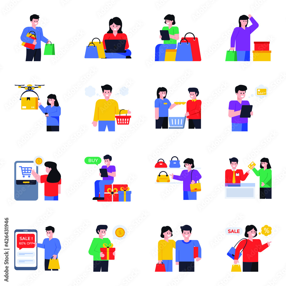 
Flat Icons of E Commerce and Shopping Pack

