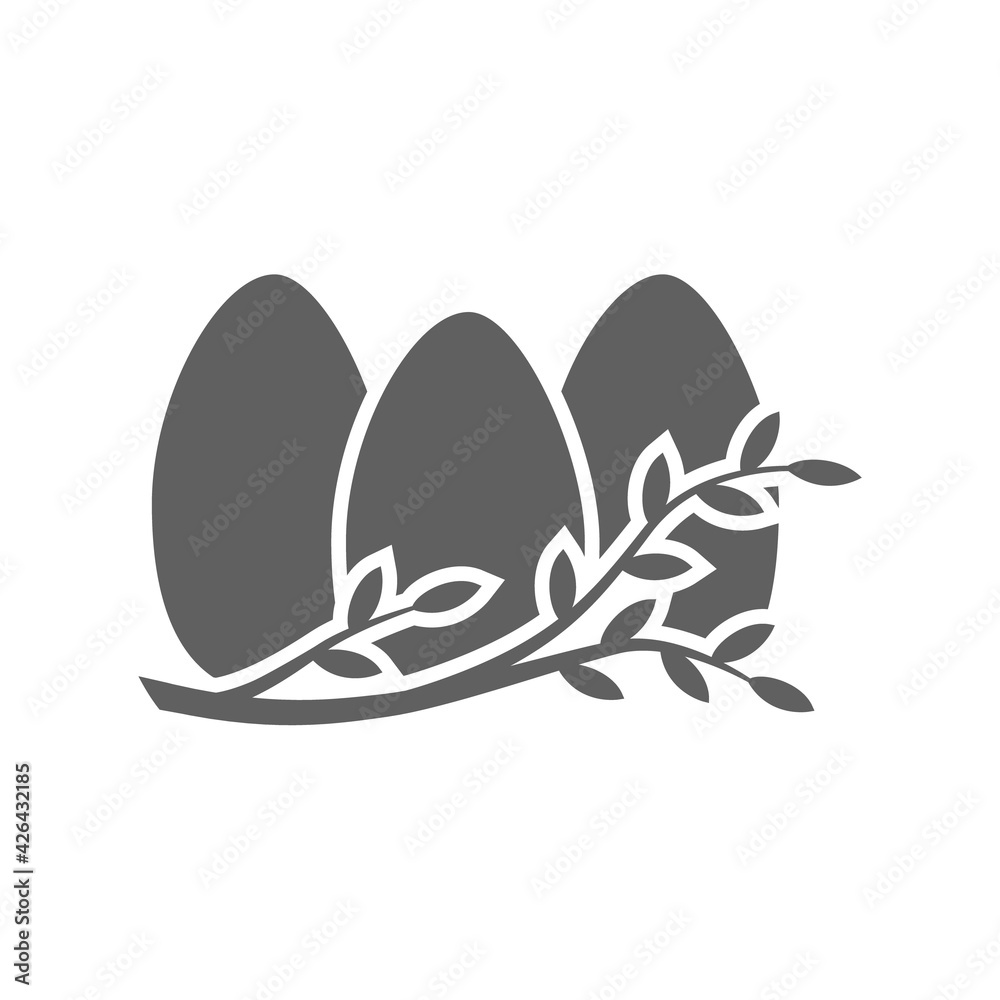 Naklejka premium Happy Easter day design element silhouette easter eggs in basket.Vector illustration.