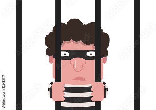 Jail cartoon vector. free space for text. wallpaper. Bandit character design.