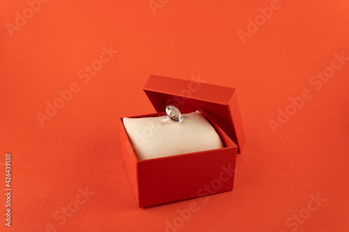 White crystal in a red gift box