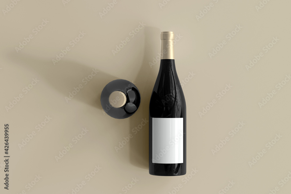 Red Wine Bottle with Empty Label Red Wine Bottle with Empty Label