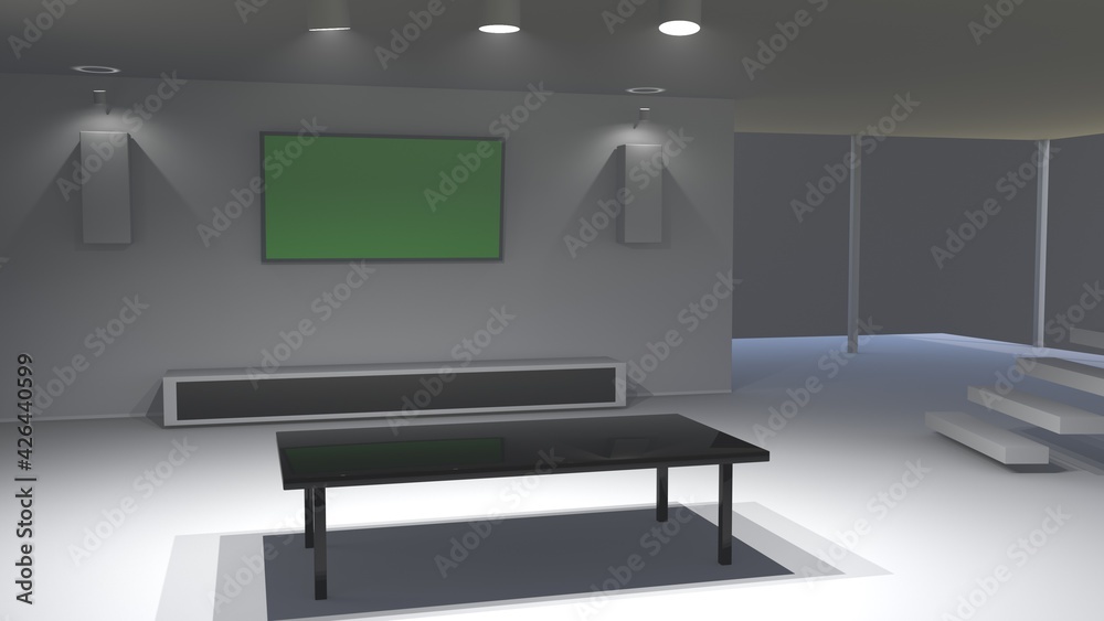 3d render of a modern interior with green screen 3d render of a modern interior with green screen