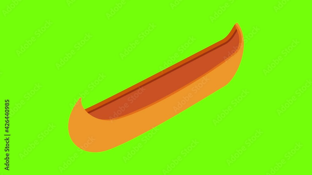 Canoe icon animation cartoon best object on green screen background Canoe icon animation cartoon best object on green screen background