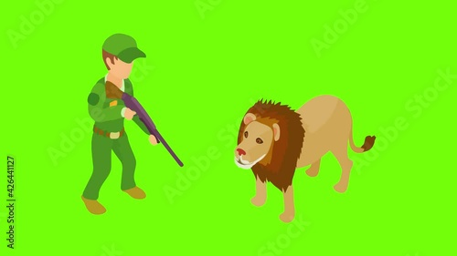 African safari icon animation cartoon best object on green screen background photo