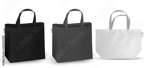 Shopping bag, White recycle RPET bag identity mock-up items template transparent background. Textile tote bag for shopping mockup.