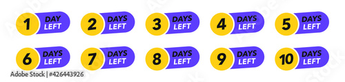 Number of days left sign for sale and promotion. Countdown left days.