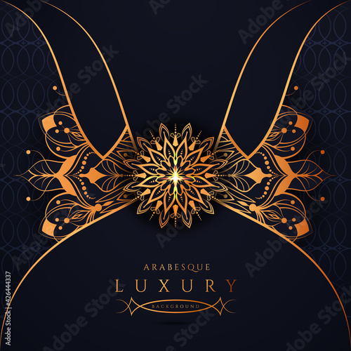  Luxury Mandala design background with golden arabesque pattern Arabic Islamic east style. Ornamental luxury mandala design