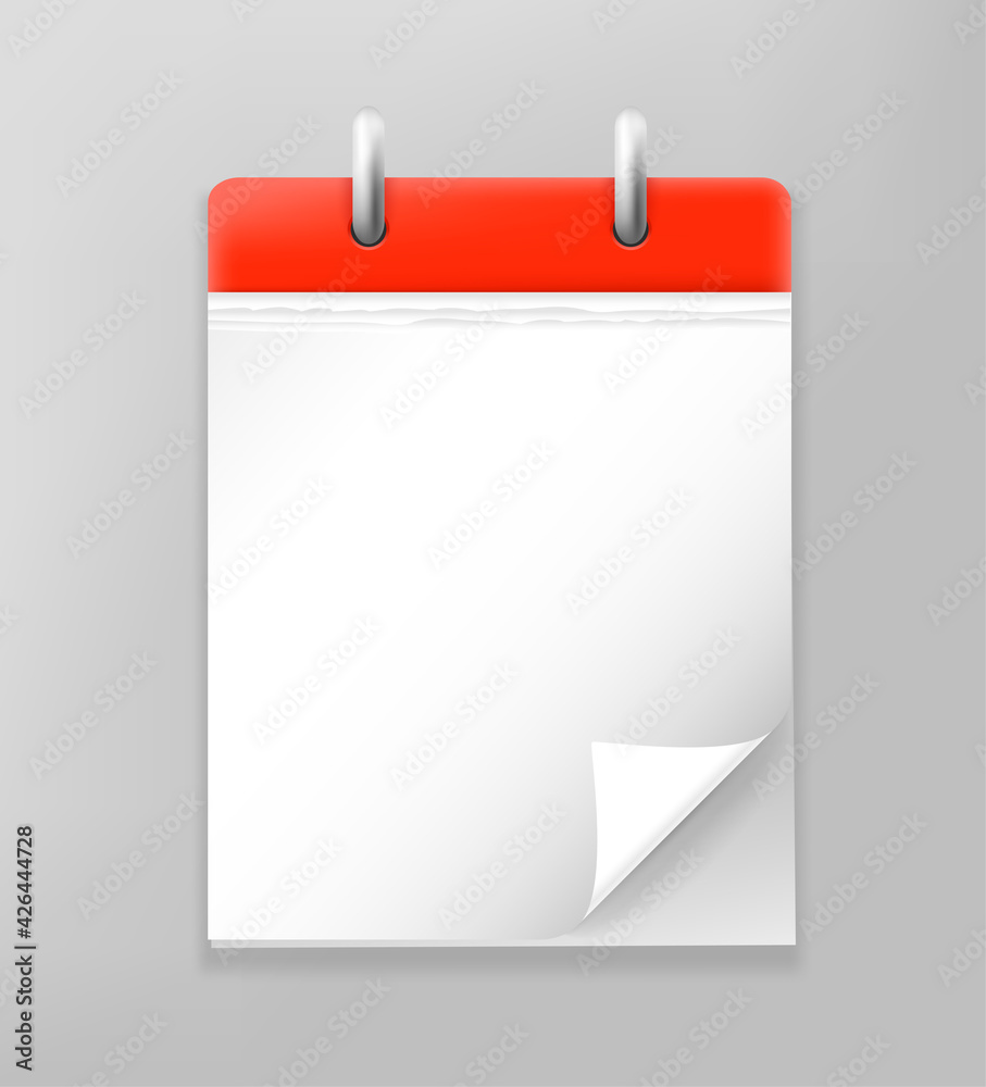 Paper calendar mockup with empty page. Template for a text Paper calendar mockup with empty page. Template for a text