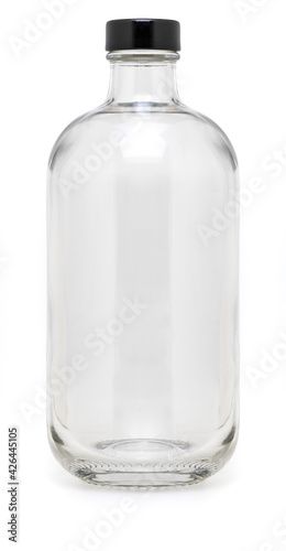 Glass bottle with metal cap of 500 ml. Without label and isolated on white background.