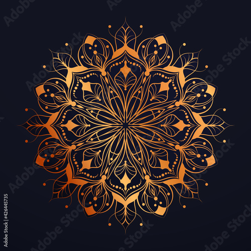 Luxury Mandala design background with golden arabesque pattern Arabic Islamic east style. Ornamental luxury mandala design