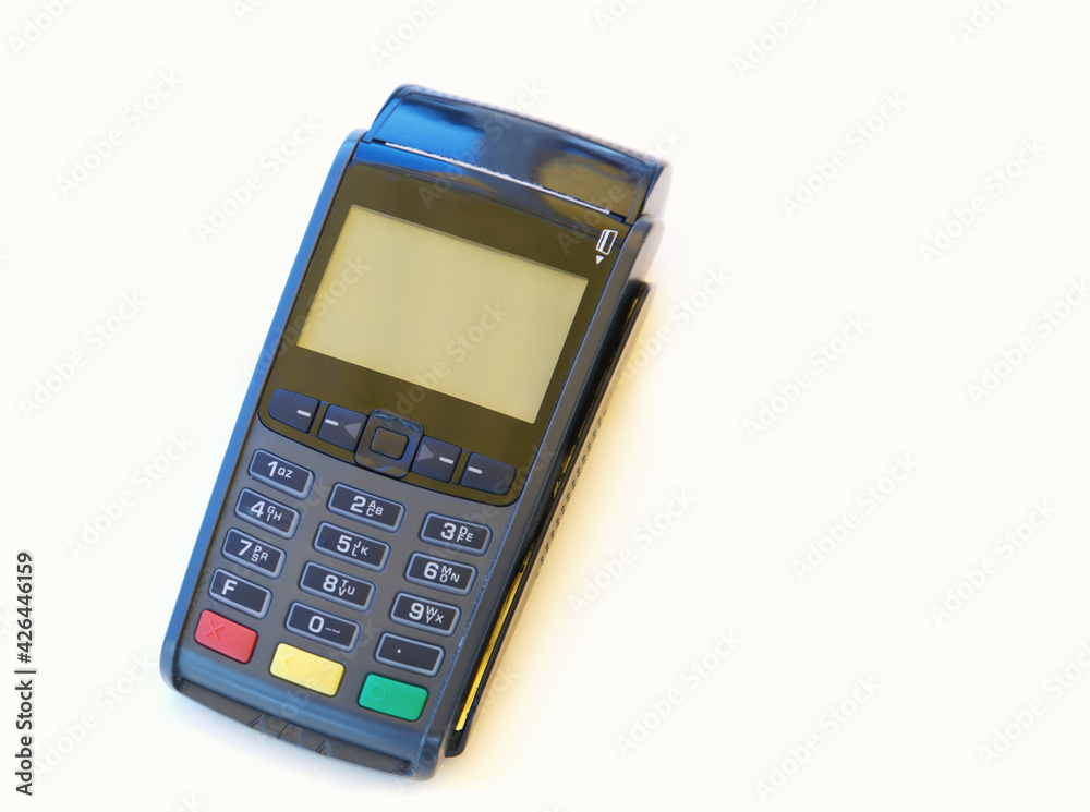Close-up machine to pay credit card. Credit card reader swipe through terminal for payment. Paying by credit card. Close-up machine to pay credit card. Credit card reader swipe through terminal for payment. Paying by credit card.