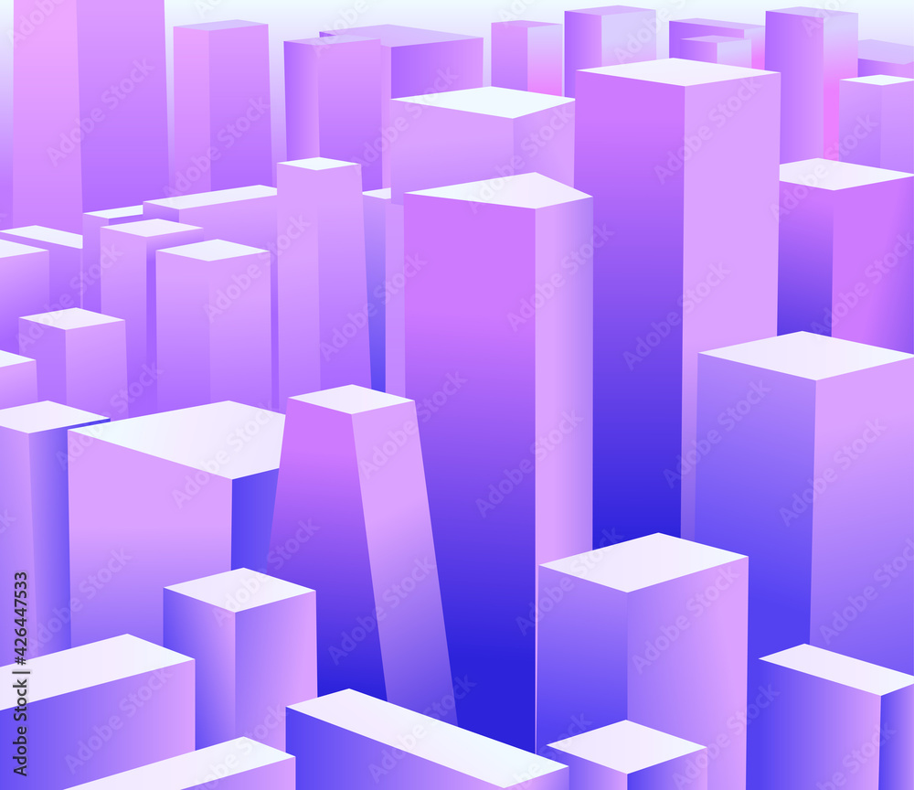 Modern skyscrapers in the morning. 3d style vector illustration Modern skyscrapers in the morning. 3d style vector illustration
