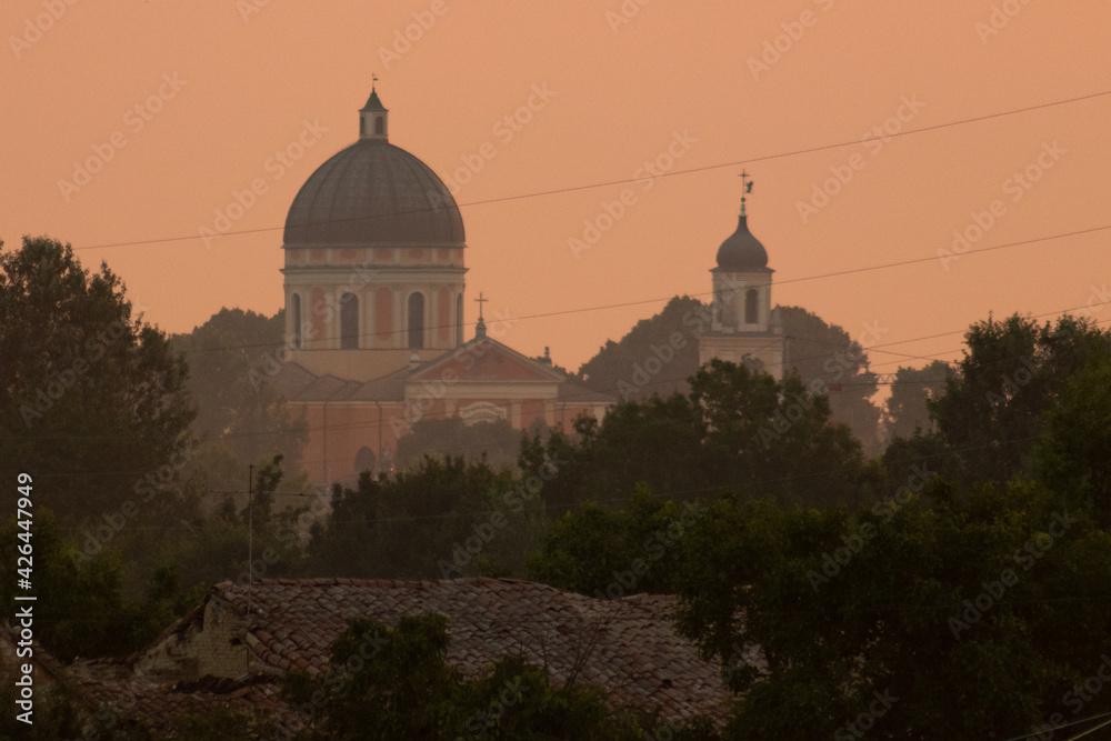 View of the town and the church of boretto, Italy