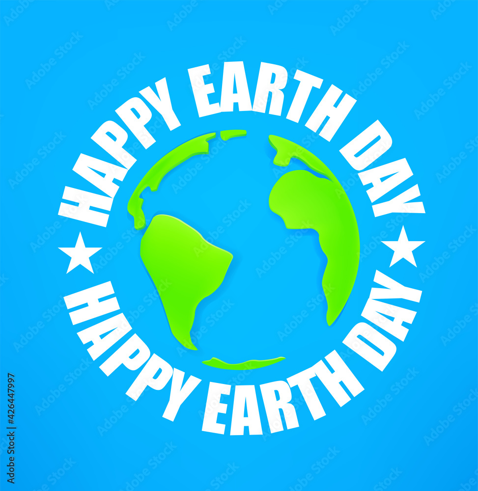 Happy Earth Day 22 of April vector banner with cute Earth map Happy Earth Day 22 of April vector banner with cute Earth map