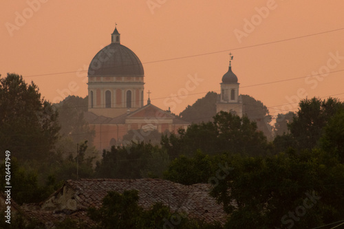 View of the town and the church of boretto, Italy