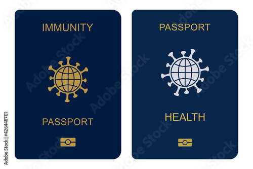 Immune Passport. Immunity passport Covid-19 vaccination, vector illustration.