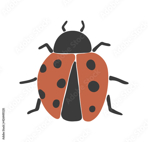 Abstract ladybug silhouette, boho funny isolated ladybird, spring insect, spring elements nature, vector illustration © ElenaVector44