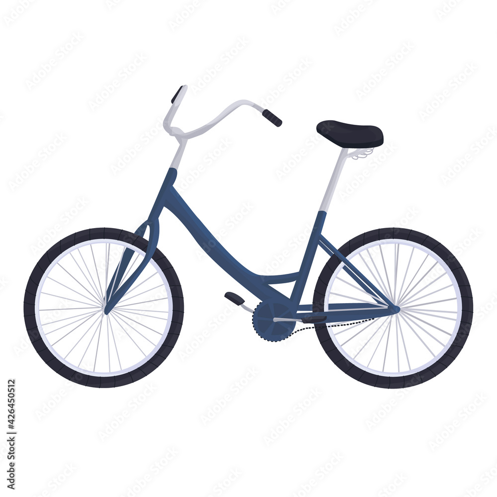 blue bike isolated on white background. active lifestyle, playing sports in nature. bicycle racing. sport bike. vector flat