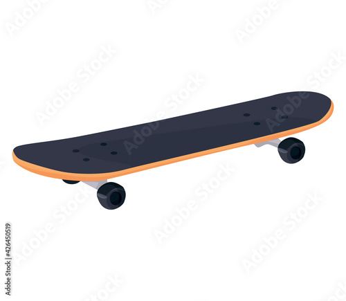 classic blue skateboard isolated on white background. skateboarding as a hobby. active lifestyle, sports. summer fun. vector flat