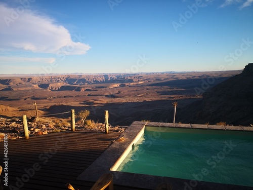 sunset near the fish river canyin in namibia photo