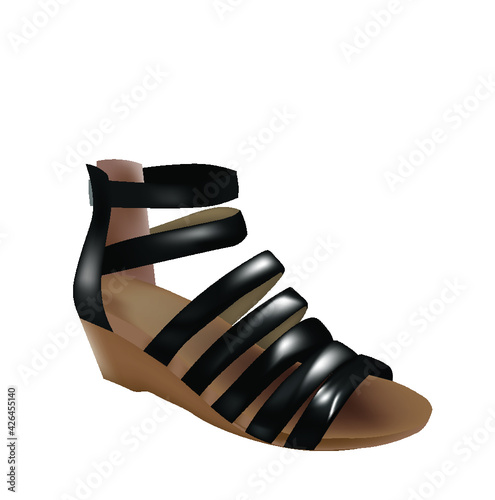 Sandal with black straps. vector illustration
